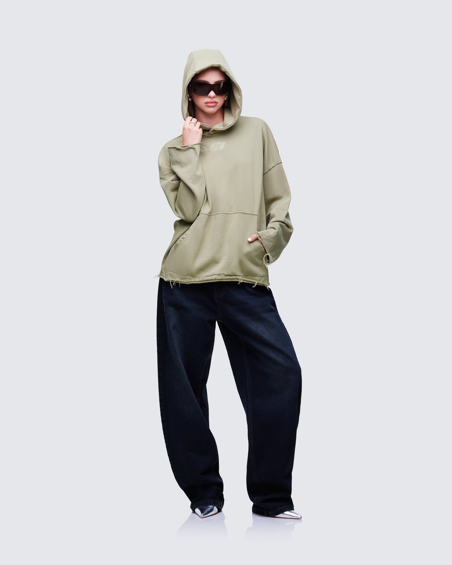 Aaralyn Green Distressed Hoodie