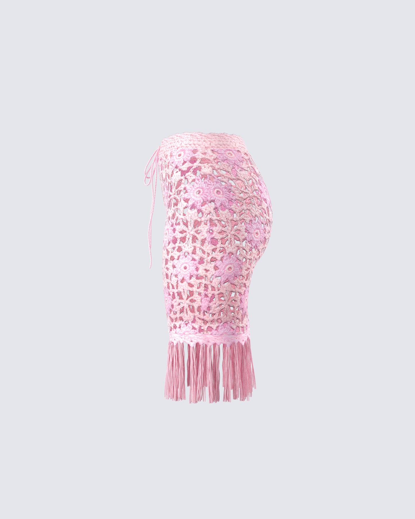 Aya Pink Floral Crochet Mini Skirt