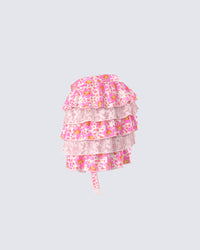 Ana Multi Floral Lace Ruffle Micro Mini Skirt