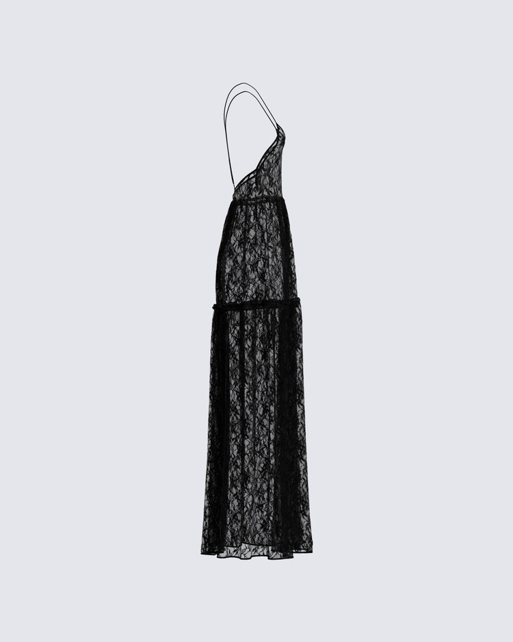 Marina Black Lace Sheer Maxi Dress