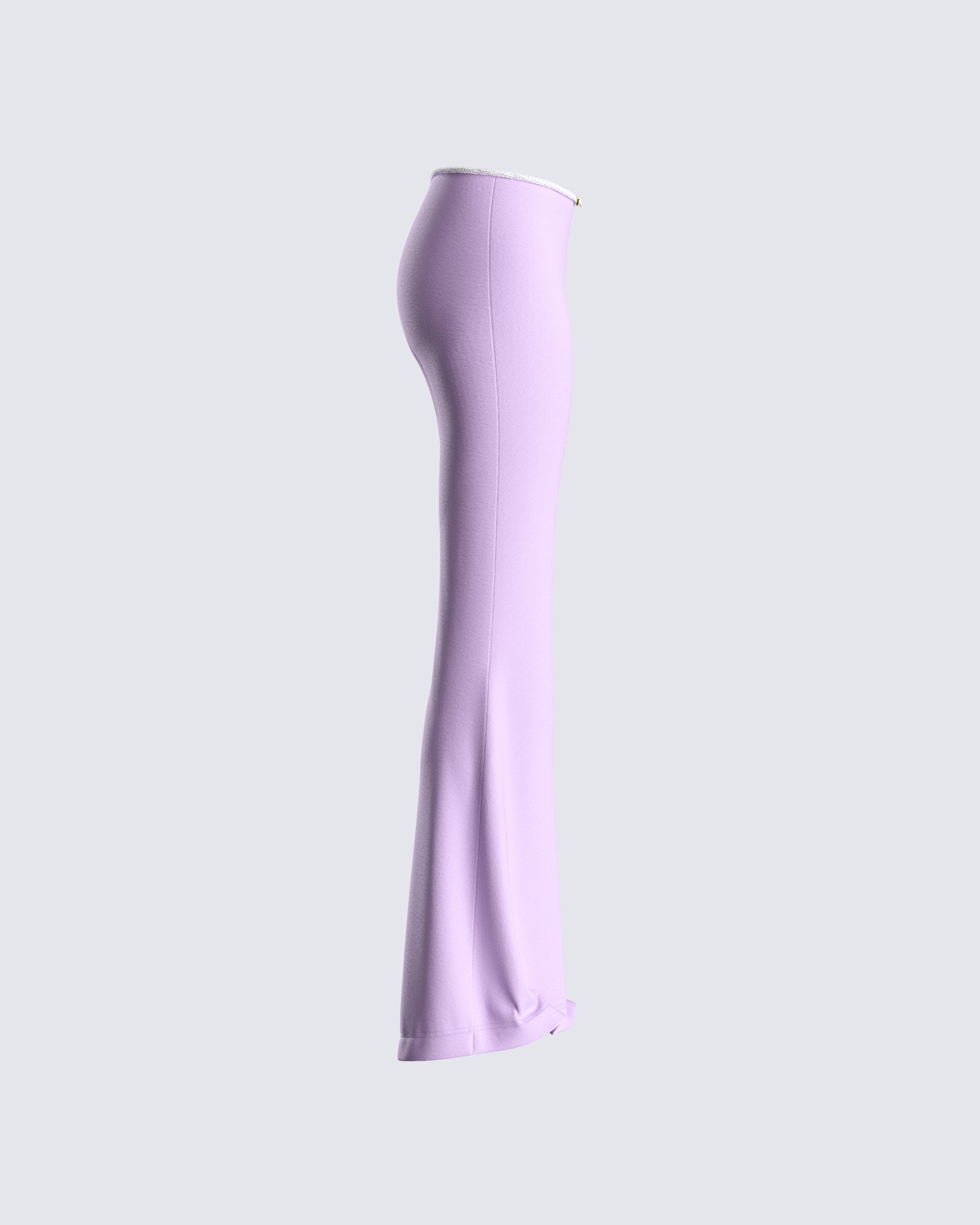 Purple Rib Knit Flare Pants - High Rise Stretch FINESSE Purple Rib Knit Flare Pants - High Rise Stretch FINESSE