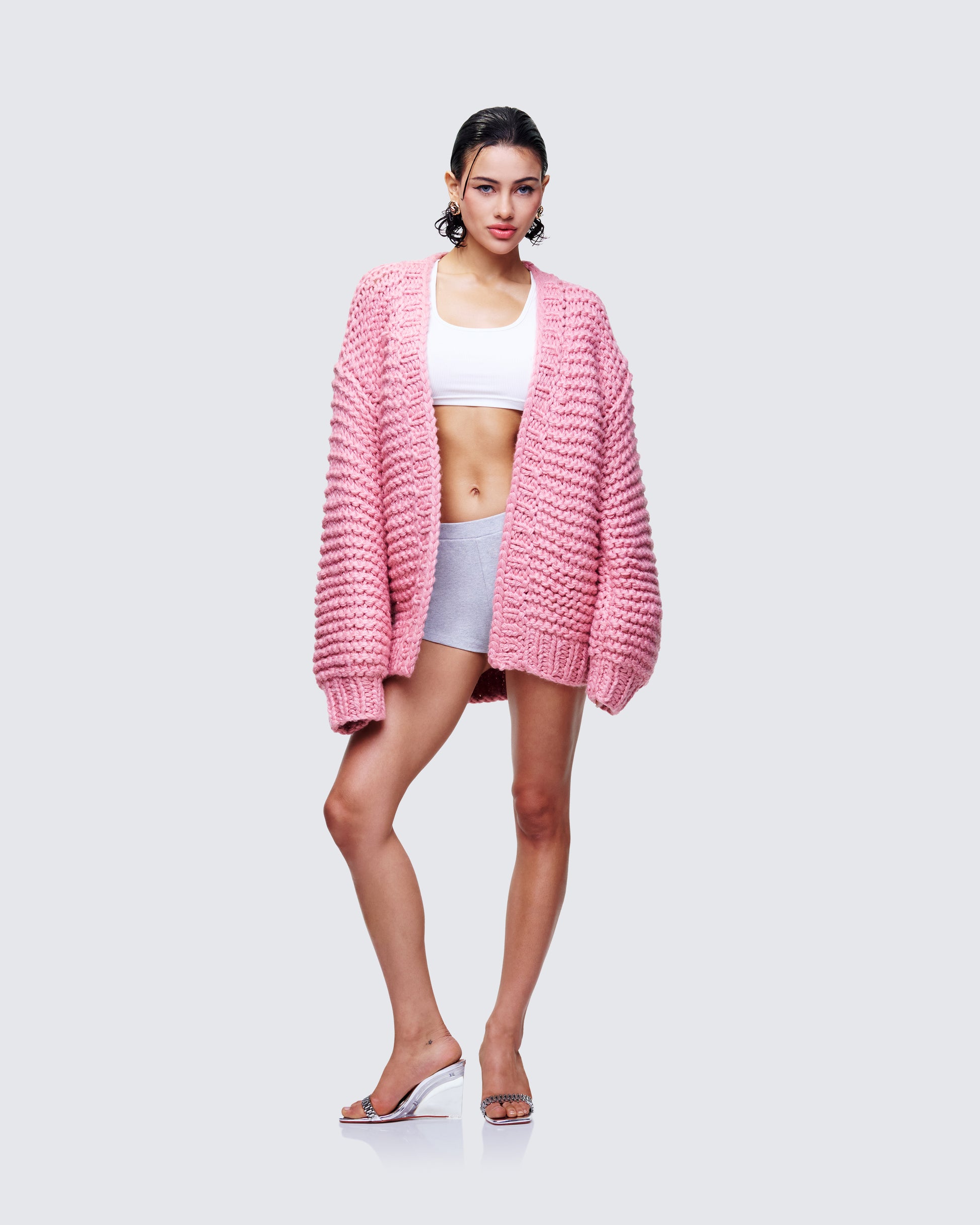 Blaise Pink Chunky Hand Knit Cardigan