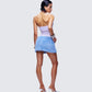 Noelle Blue Faux Fur Mesh Mini Dress