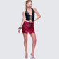 Selena Black Embossed Lace Up Top