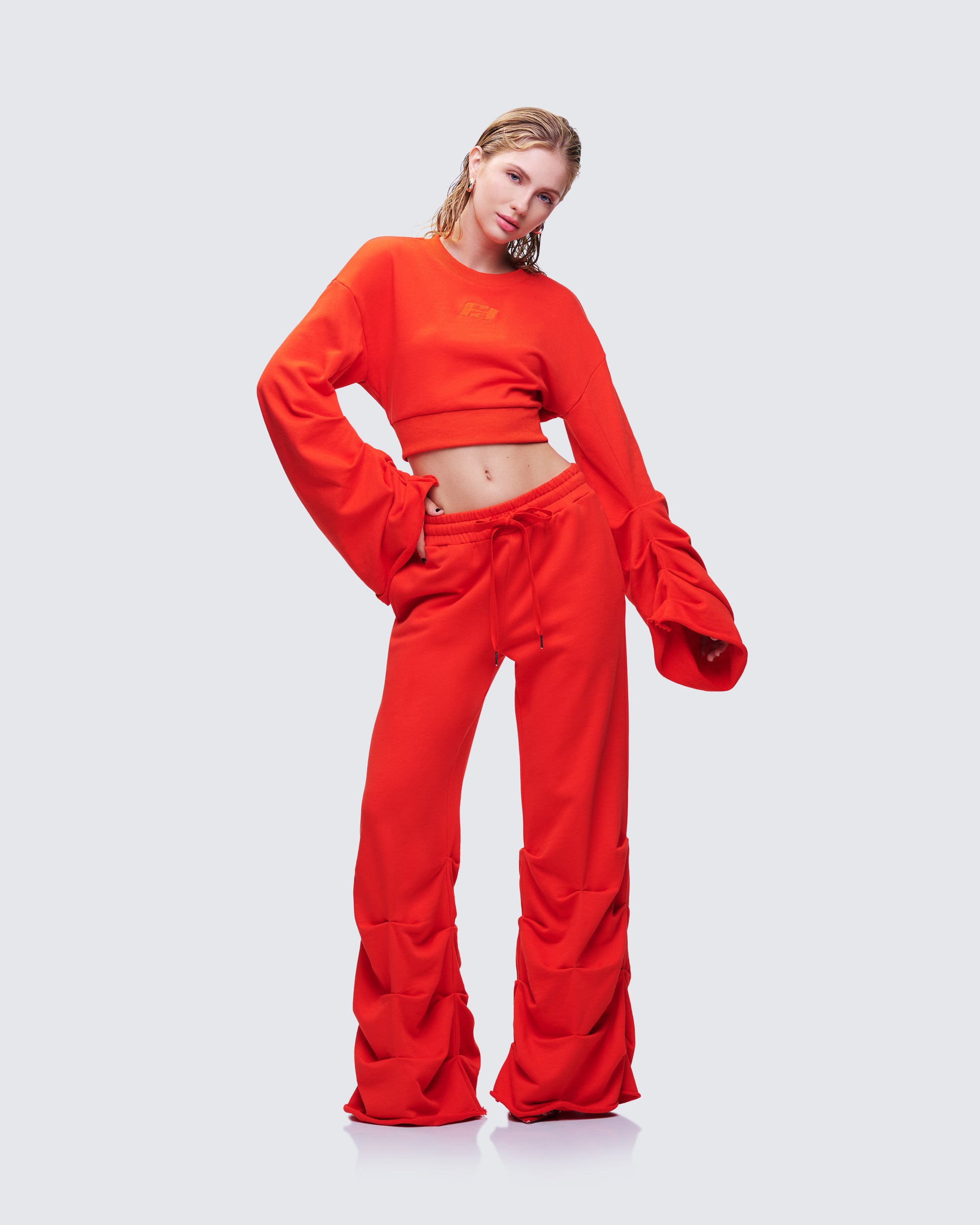 Una Red Stacked Sleeve Sweatshirt
