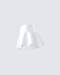 Pippa White Ruffle Tiered Skort