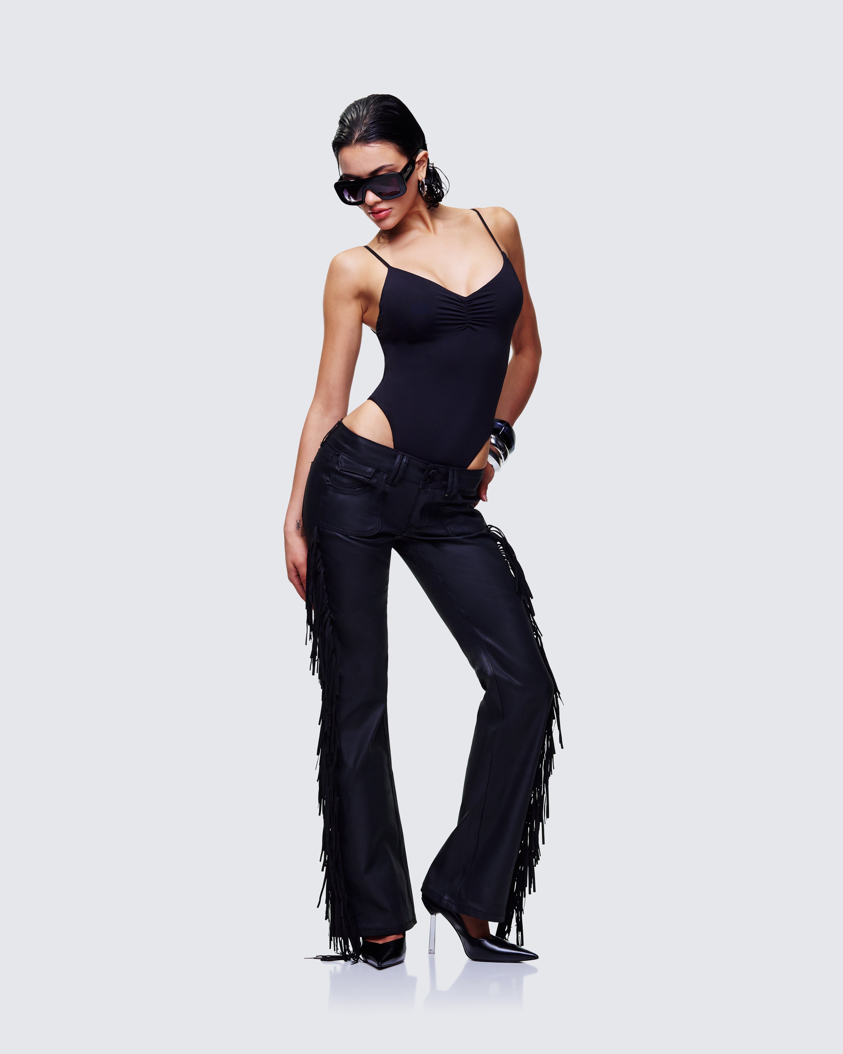 パンツ obelisk fringe flared denim black y2k Black Fringe Flare Jeans - Western Style Denim – FINESSE