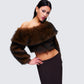 Nadi Brown Faux Fur Off Shoulder Top