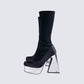 Marcil Black Heeled Platform Boot