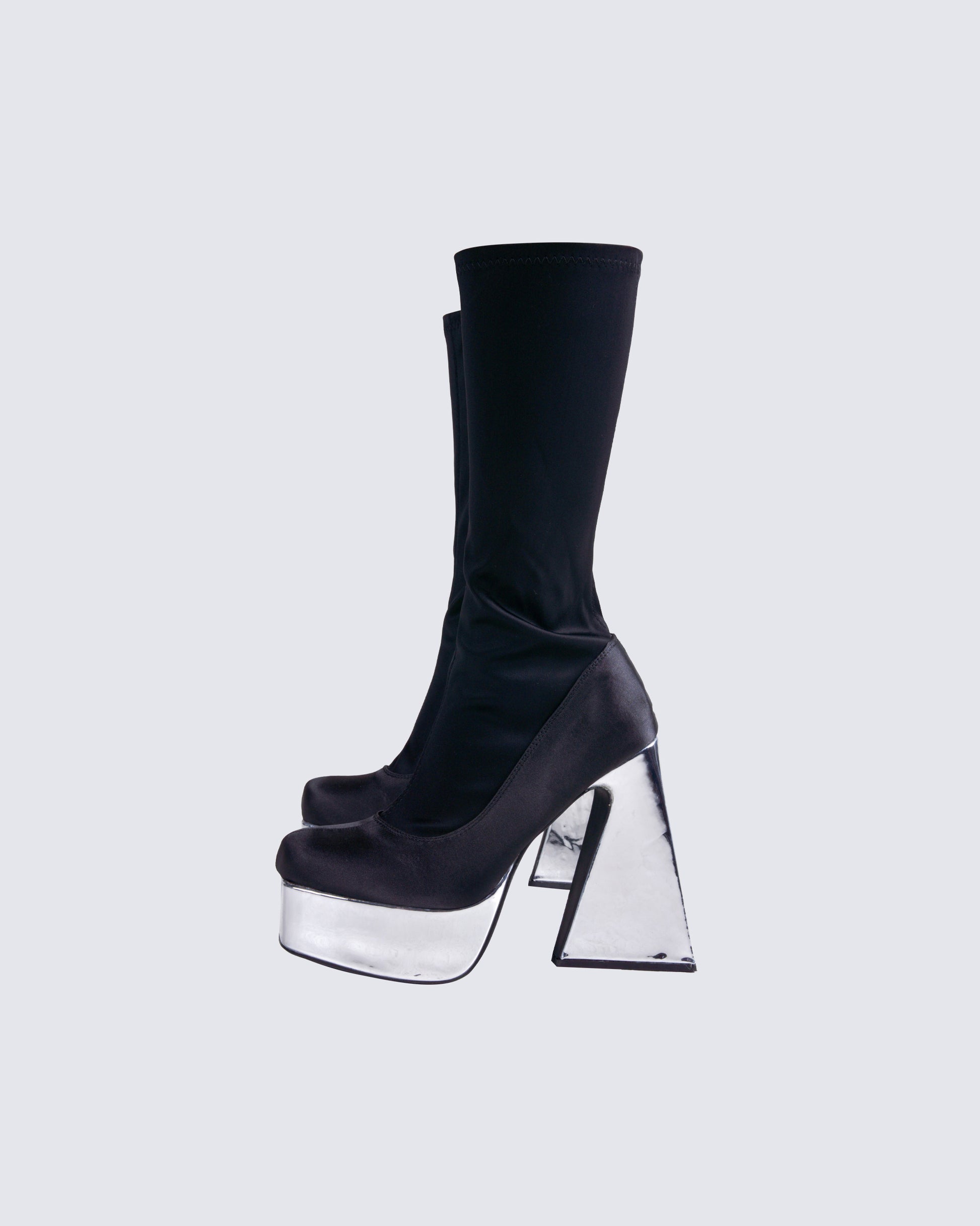 Marcil Black Heeled Platform Boot