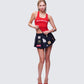 Noel Red Ribbed Slogan Tank