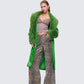 Chlo Green Faux Leather Fur Trim Coat