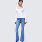 Draya White Rib Lace Top