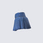 Alazne Blue Denim Pleated Micro Mini Skirt