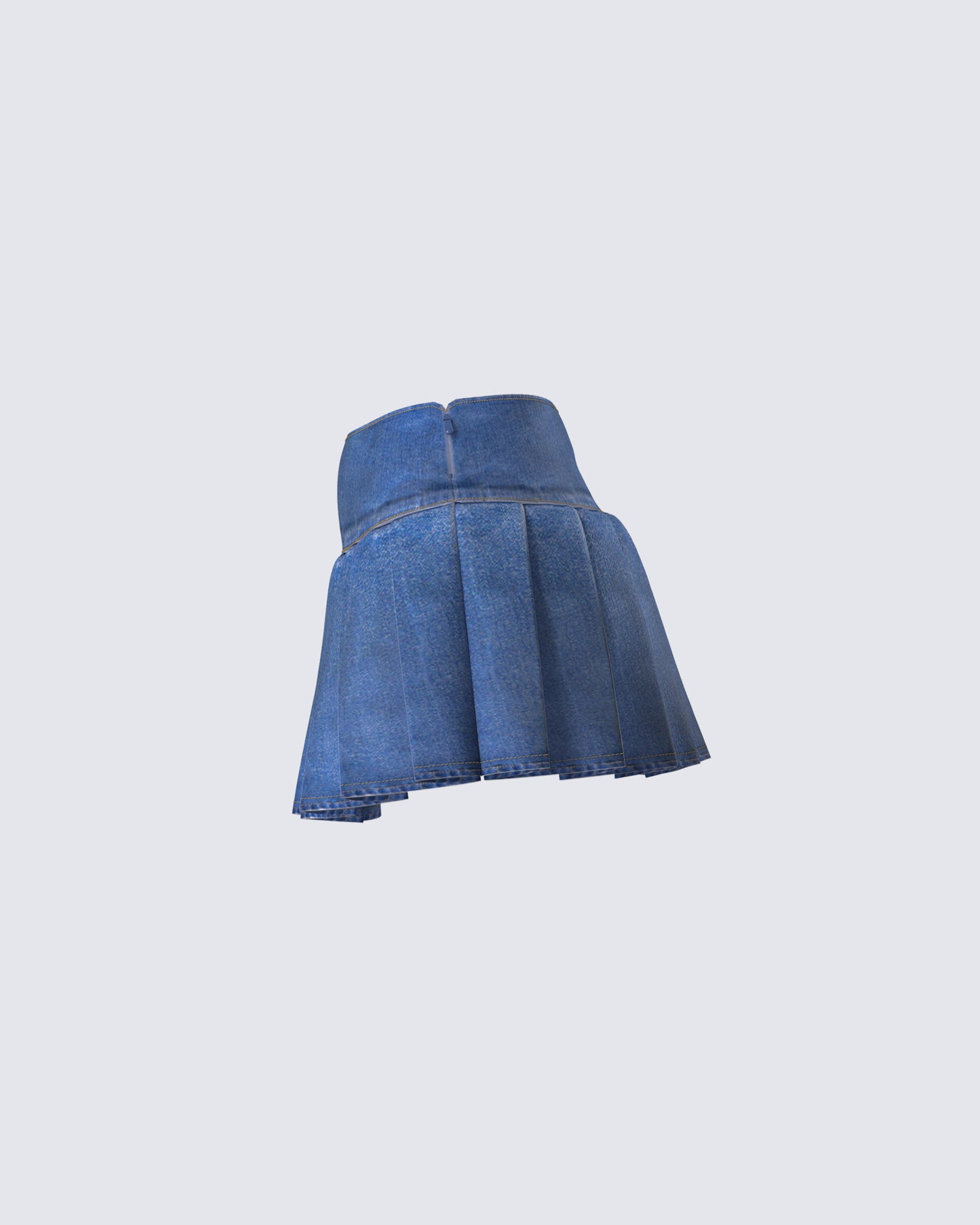 Alazne Blue Denim Pleated Micro Mini Skirt