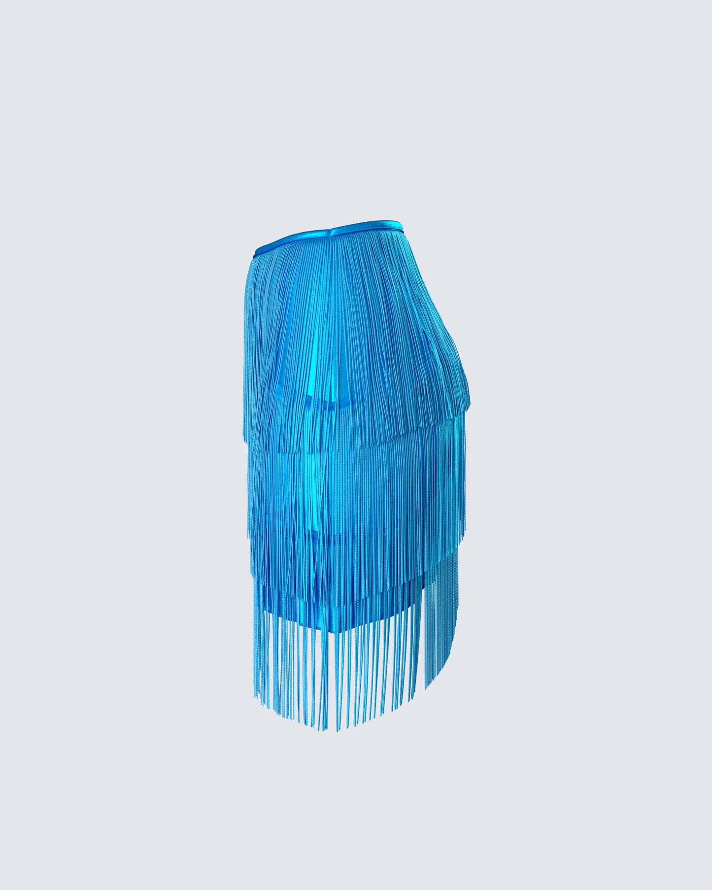 Laleh Teal Fringe Asymmetrical Skirt