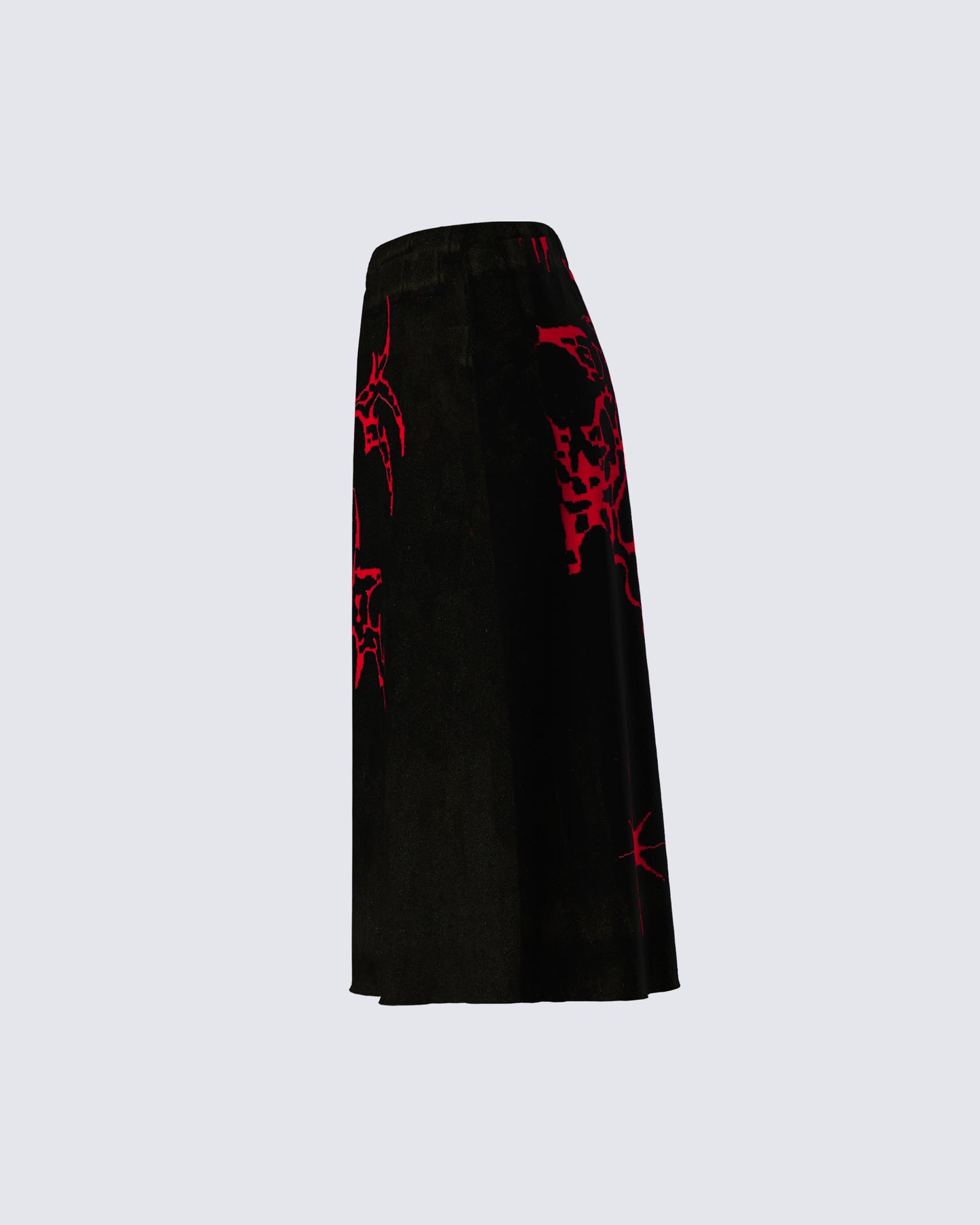 Dena Black Intarsia Knit Midi Skirt