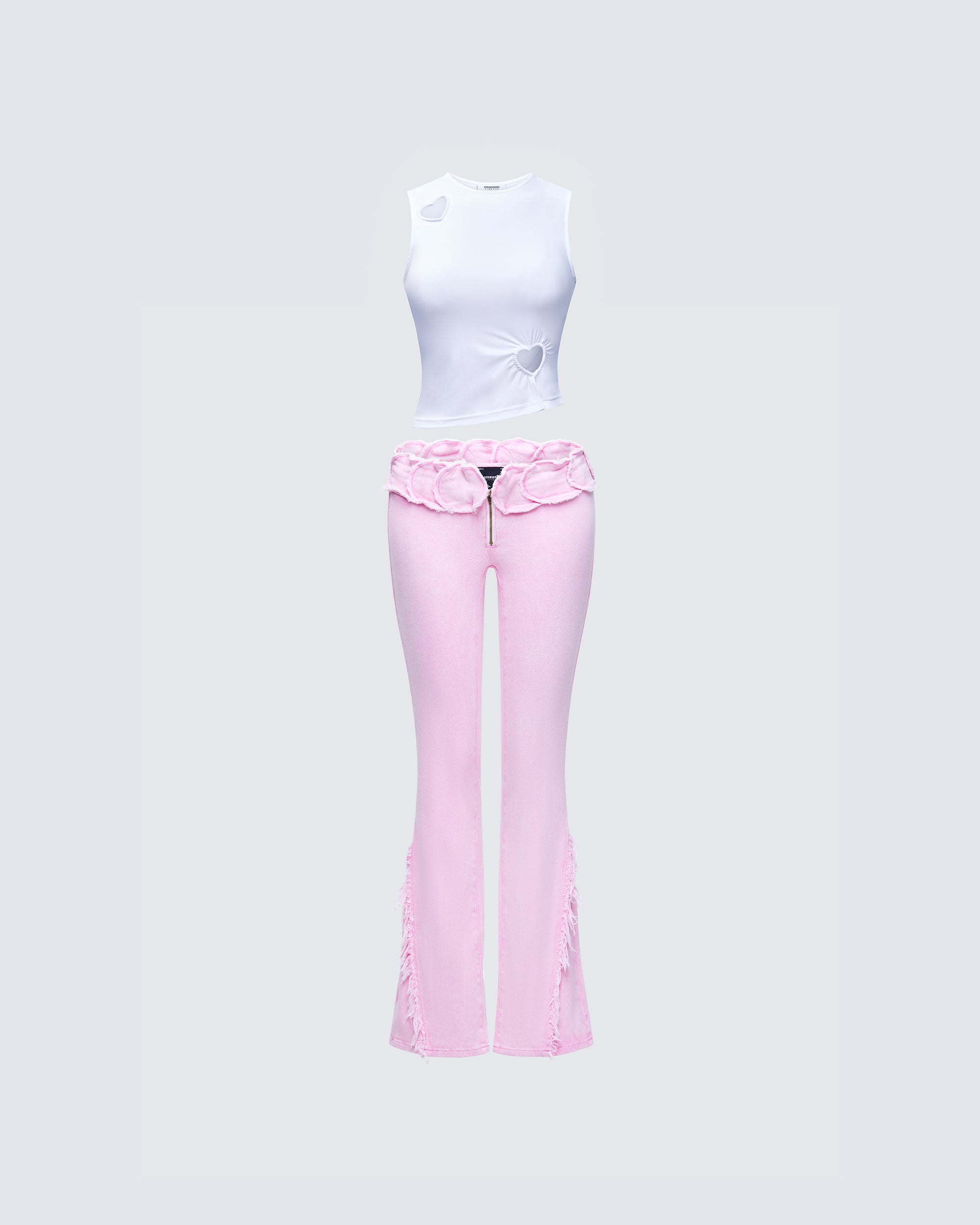 Ayra Pink Acid Wash Denim Flared Pants – FINESSE