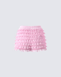 Aria Pink Ruffle Mini Short