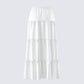 Bailee White Tiered Midi Skirt