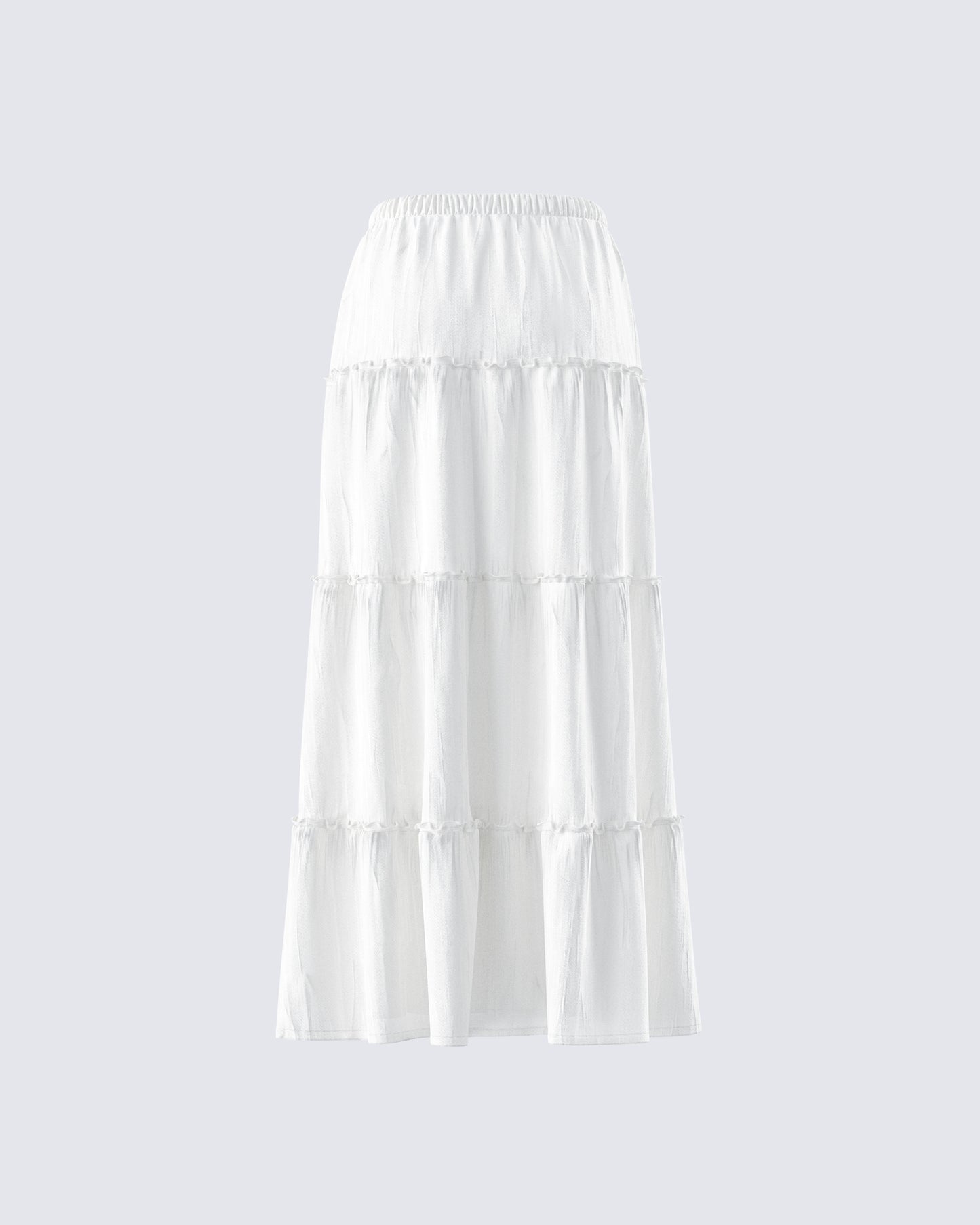 Bailee White Tiered Midi Skirt