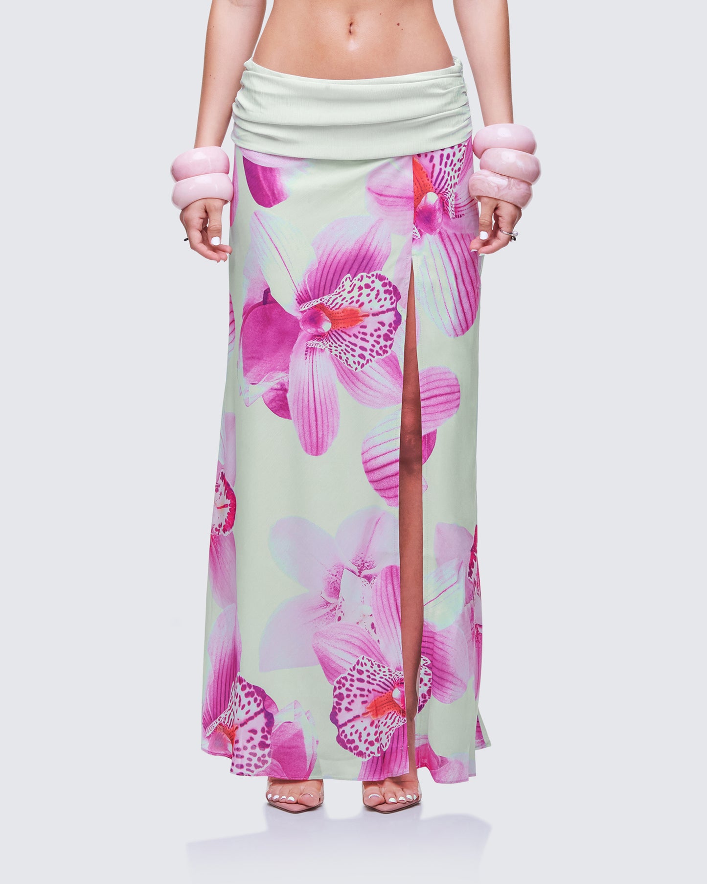Alexis Printed Green Maxi Skirt
