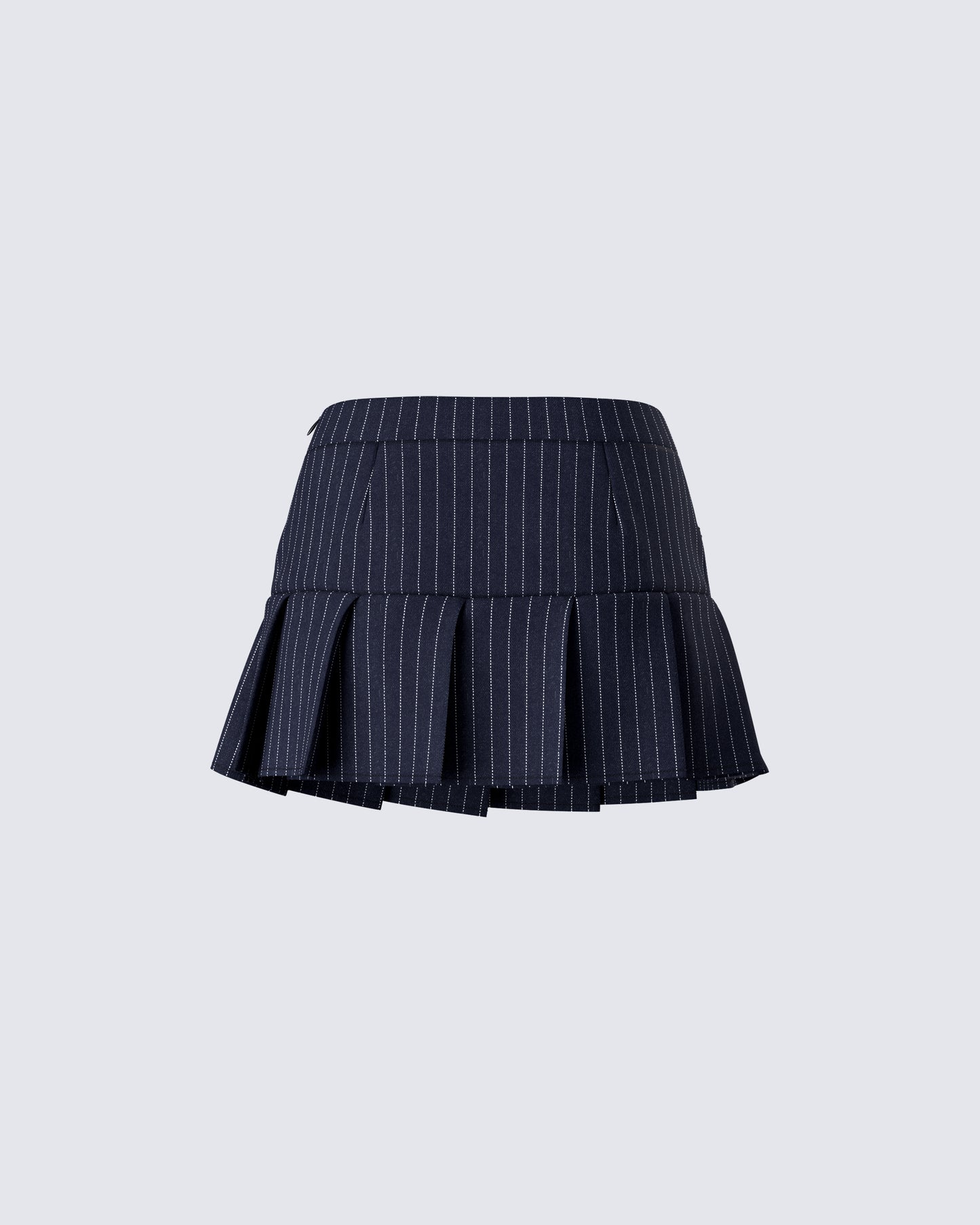 Minji Black Pinstripe Pleated Micro Mini Skirt