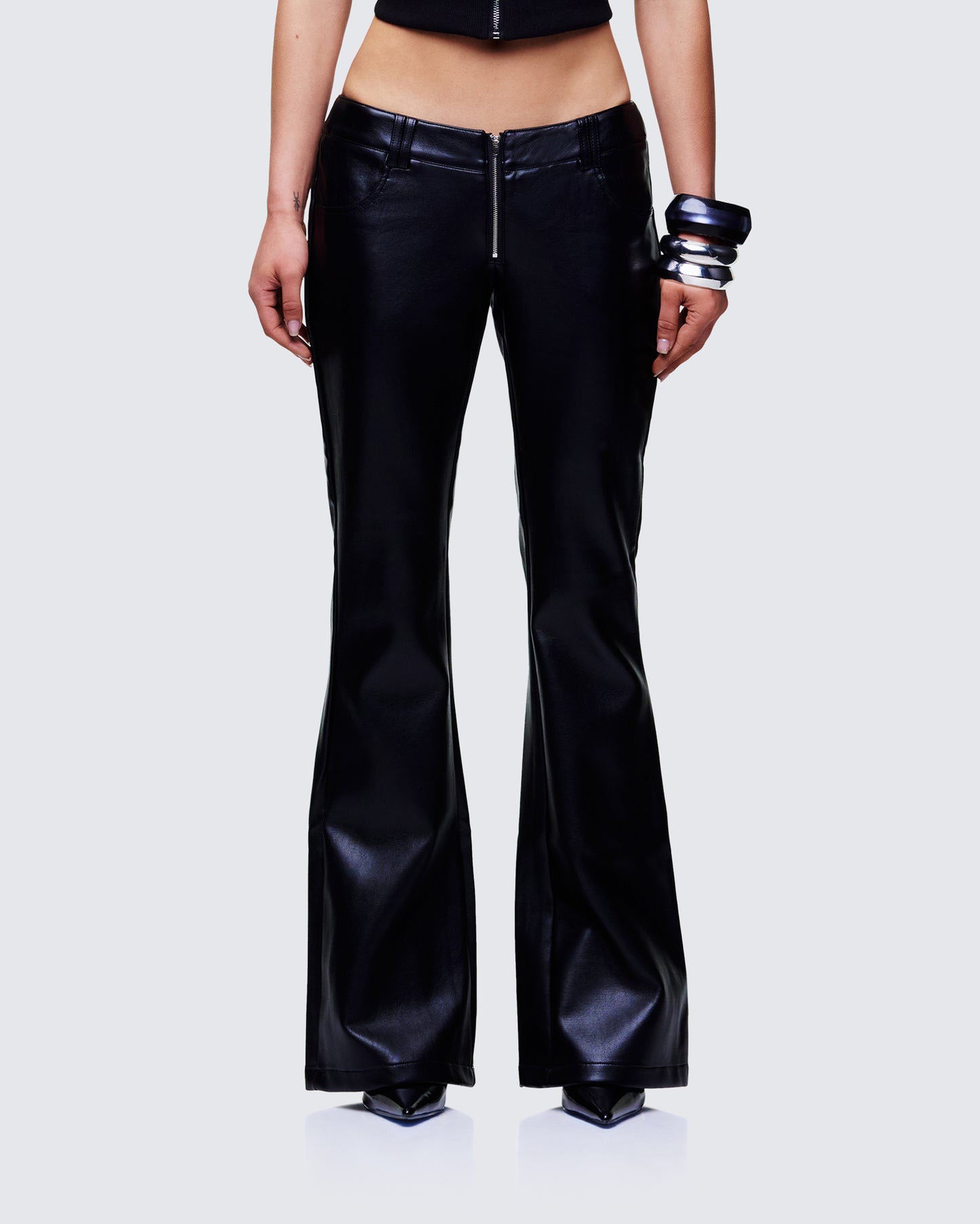 Women's black pants front view – FINESSE