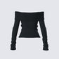 Lorraine Black Sweater Knit Top
