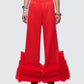 Romilda Red Mesh Ruffle Sweatpant model front