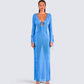 Florence Blue Mesh Maxi Dress