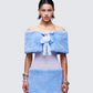 Noelle Blue Faux Fur Shrug model front