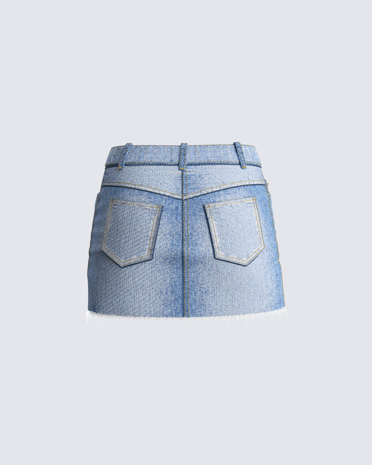 Inaya Blue Denim Mini Skirt