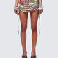 Cece Brown Printed Ruched Mini Skirt model front
