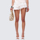 Elma Ivory Chiffon Ruffle Mini Skirt model front