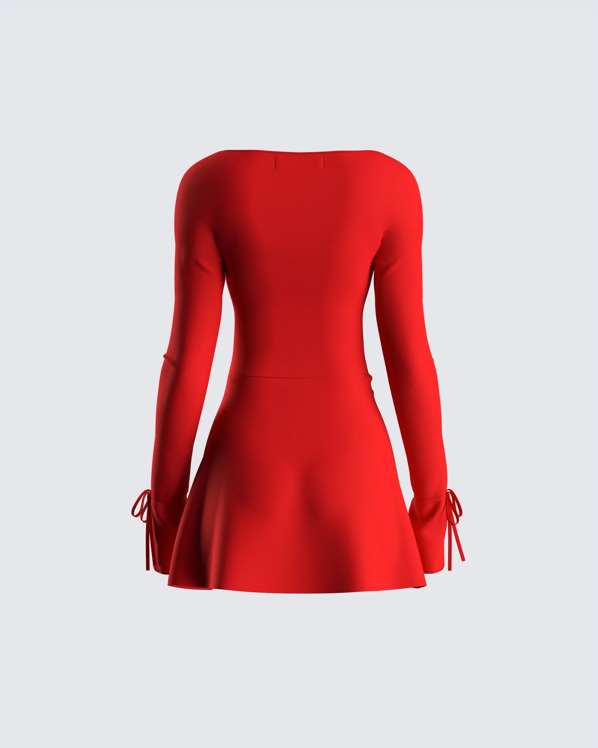 Red Mini Dress - Long Sleeve Square Neck Bodycon FINESSE Red Mini Dress - Long Sleeve Square Neck Bodycon FINESSE
