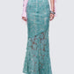 Delancy Blue Embroidered Midi Skirt model front
