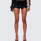 Posie Black Sequin Mini Shorts model front