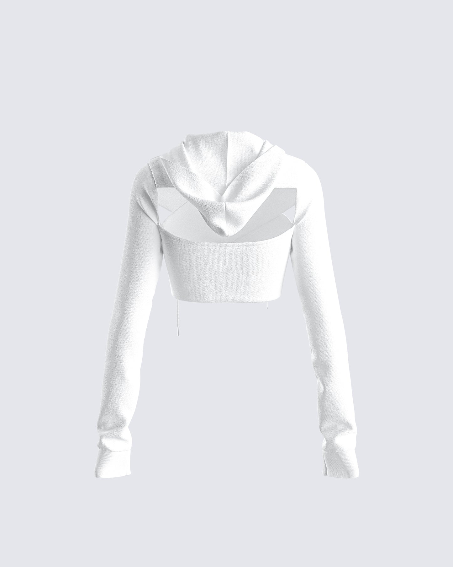 Eleni White Knit Hood Crop Top