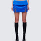 Ramona Blue Vegan Shearling Mini Skirt model front