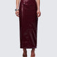 Matilde Plum Vegan Leather Pencil Midi Skirt model front