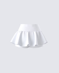 Pippa White Ruffle Tiered Skort