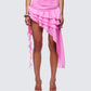 Tia Pink Chiffon Layered Mini Skirt model front