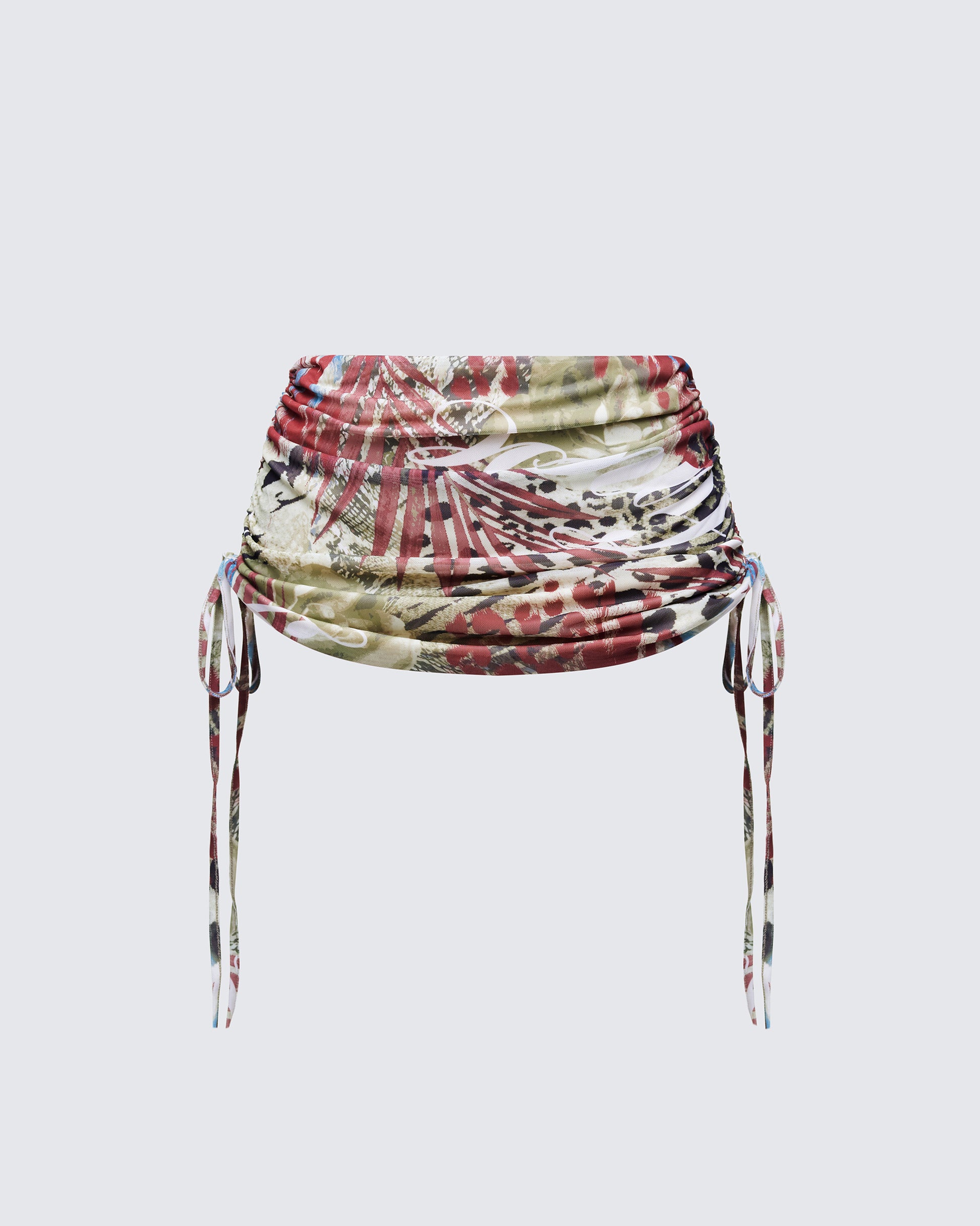 Cece Brown Printed Ruched Mini Skirt product front