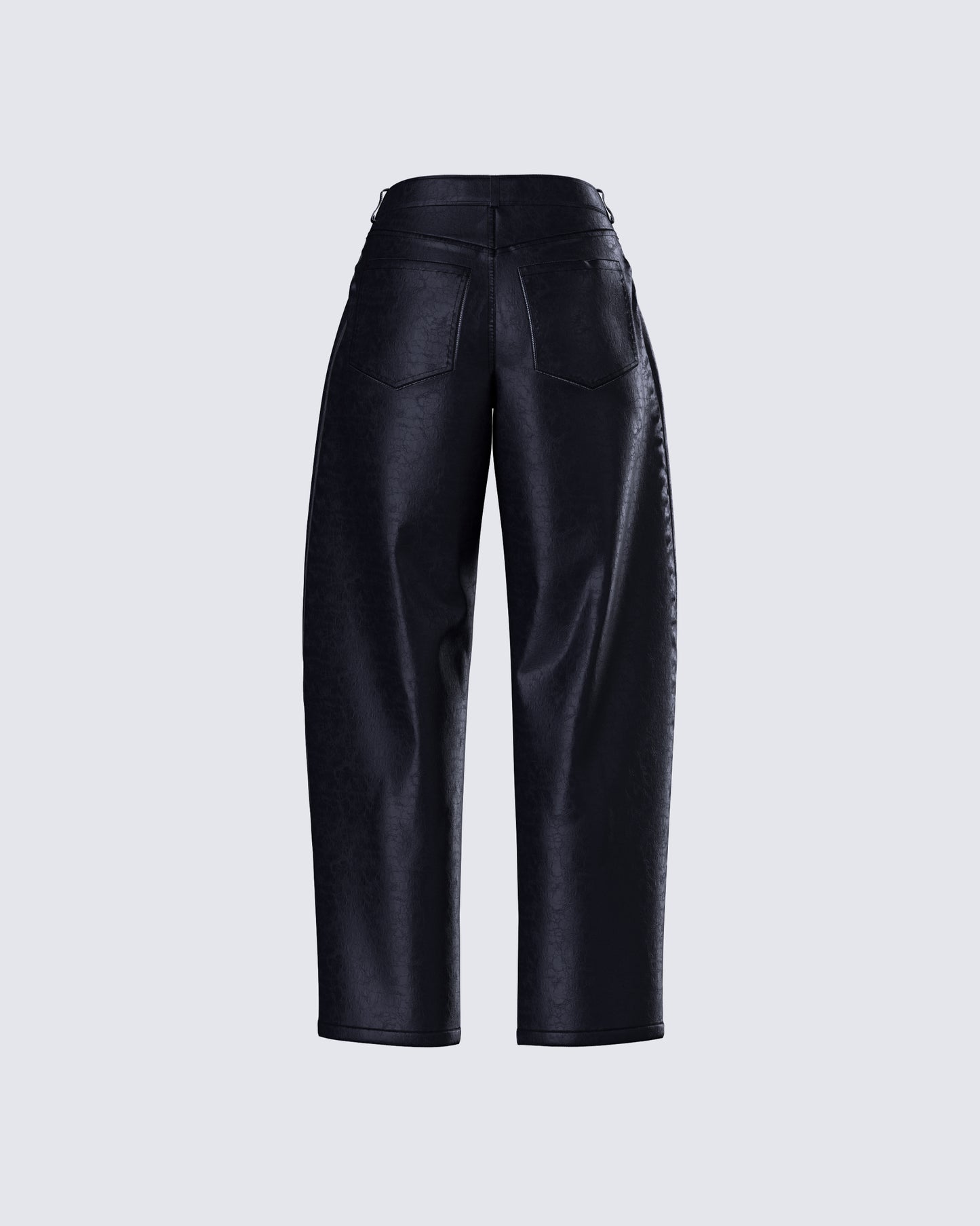 Flavia Black Vegan Leather Barrel Pant