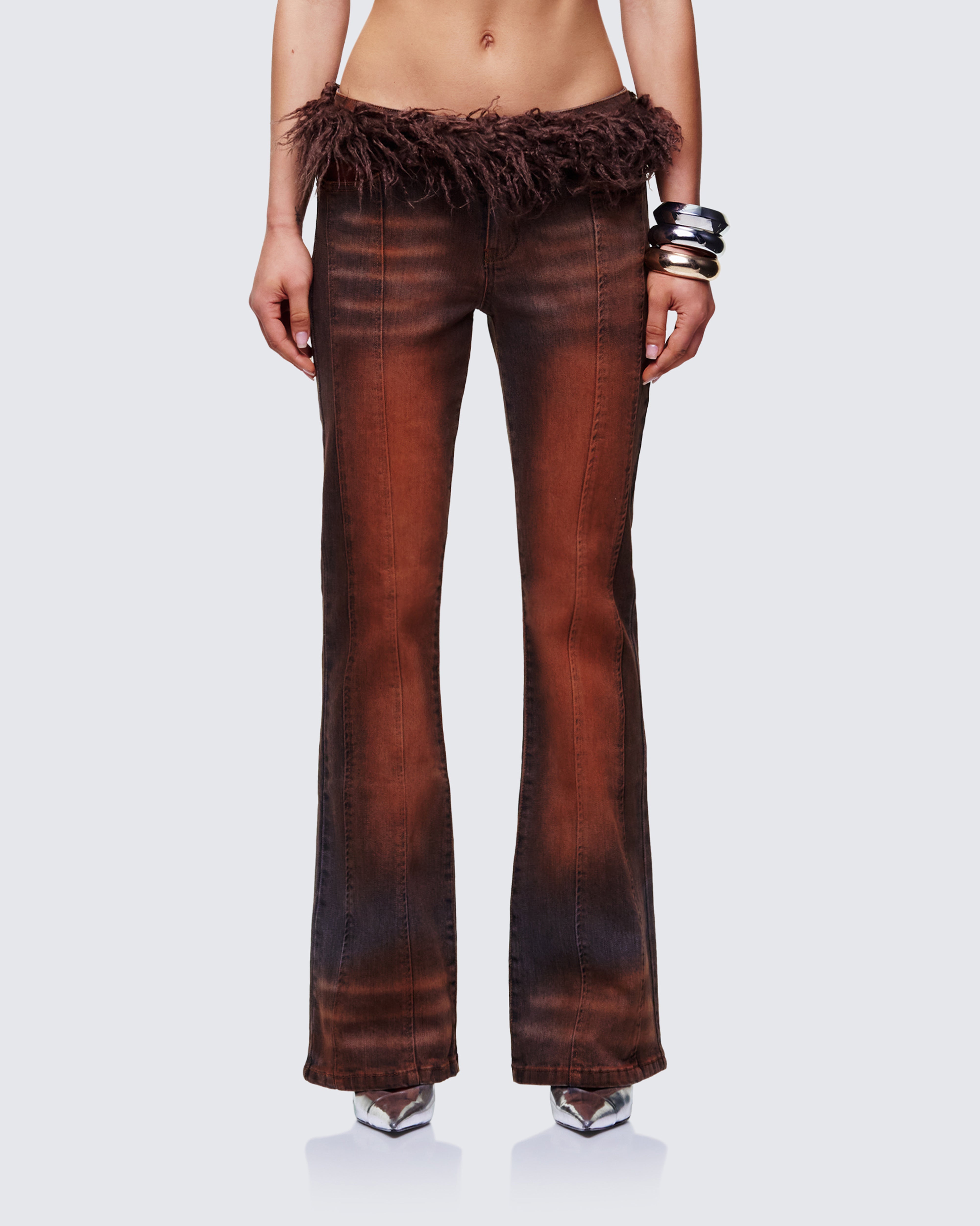 Adie Brown Denim Fur Jean – FINESSE