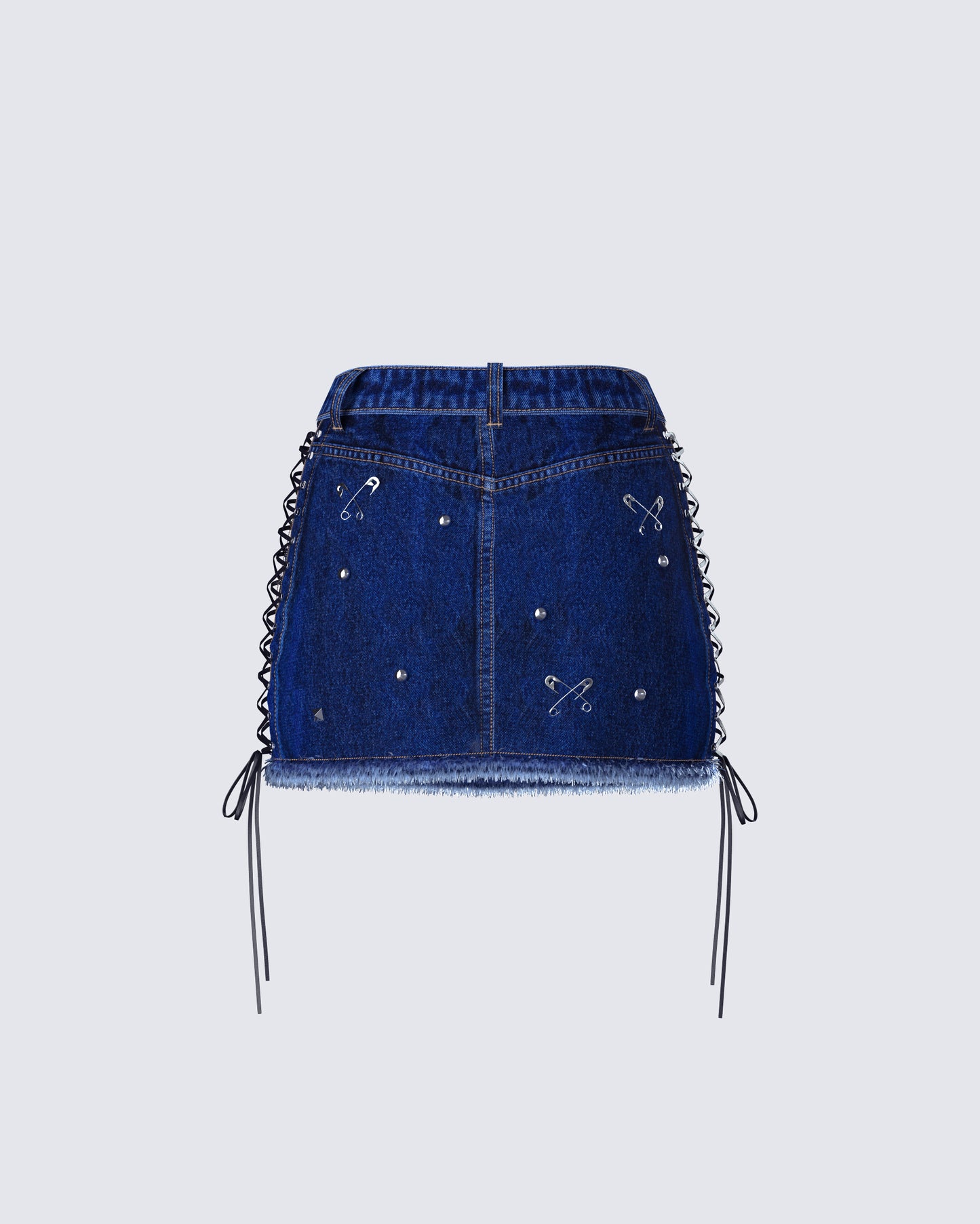 Maja Blue Denim Lace Up Micro Mini Skirt