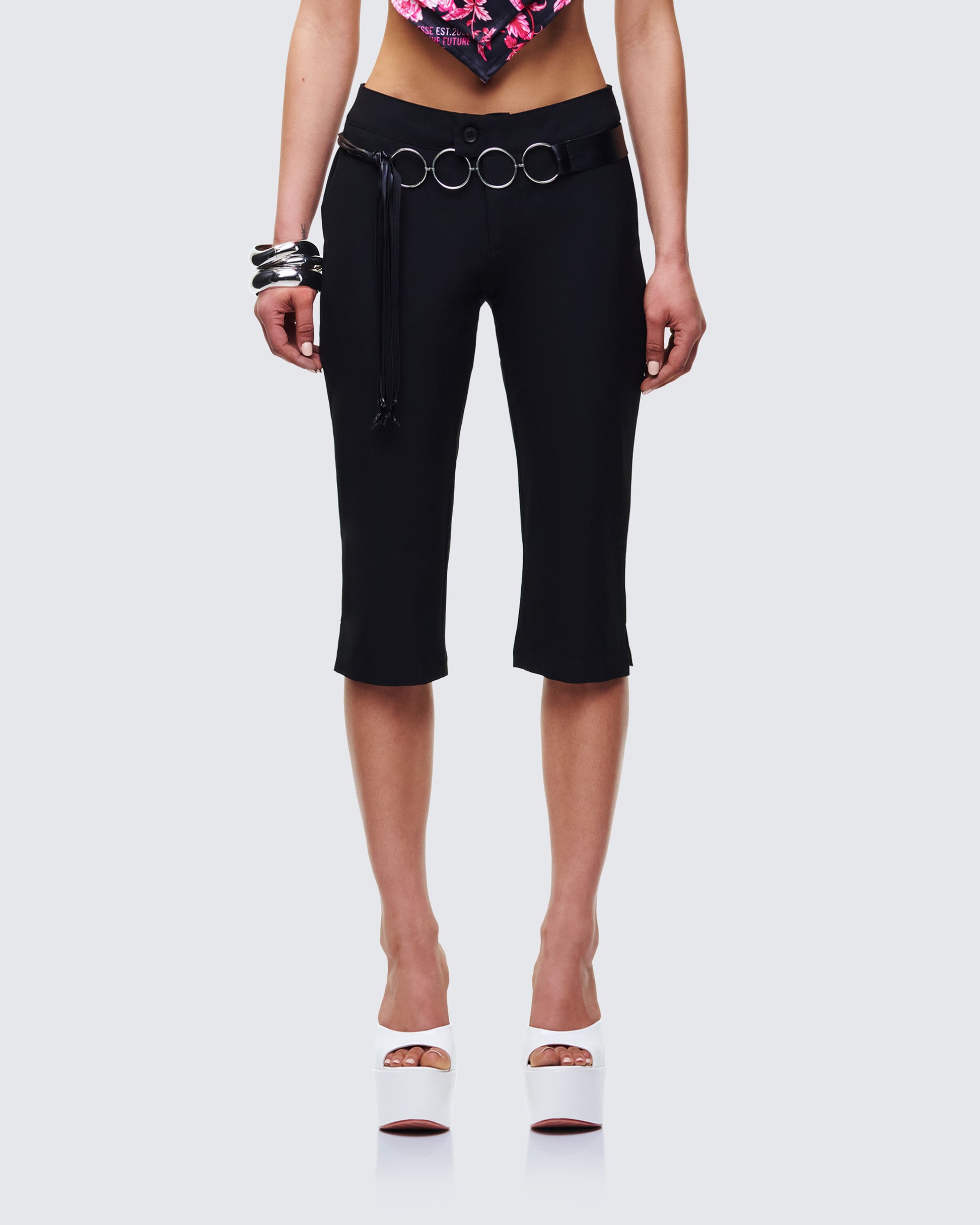 Ellie Black Woven Capri Pants