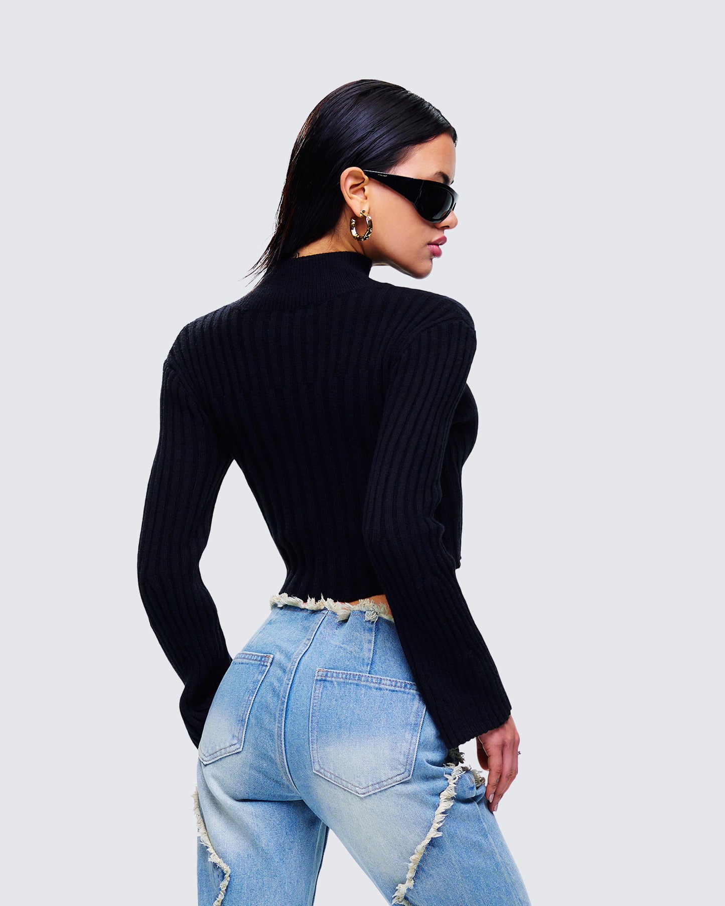 Travis Black Sweater Knit Top