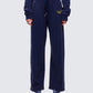 Kamilah Blue Acid Wash Wide Leg Sweat Pant model front